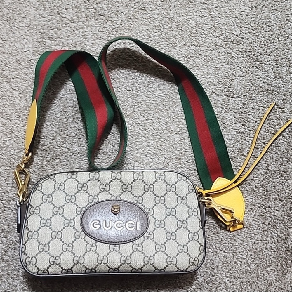 Beige and Green Women's Bag
